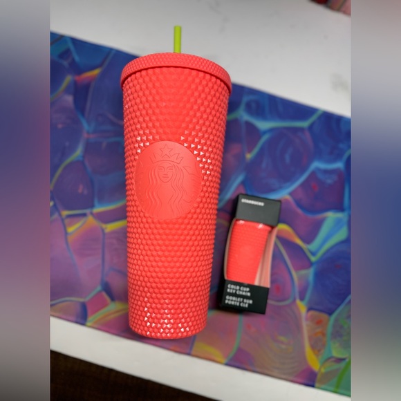 Dragon Fruit Studded Starbucks 24 oz Tumbler w Keychain - 2022 Release - Picture 1 of 12